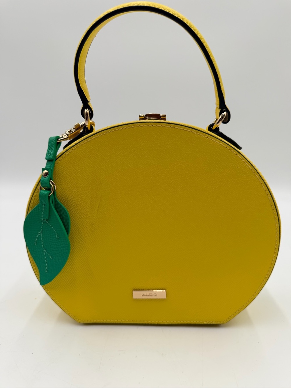 Yellow Lemon Slice Aldo Rhinestone Novelty Top-Handle Bag with Crossbody Strap - Picture 12 of 15